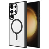 Galaxy S24 Ultra Kılıf M-safe Şarj Özellikli Zore Krom M-safe Silikon Kapak Koyu Yeşil