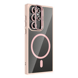Galaxy S24 Ultra Kılıf Standlı ve Kamera Lens Hediyeli M-Safe Şarj Özellikli Zore Etro Kapak Desert Titanyum