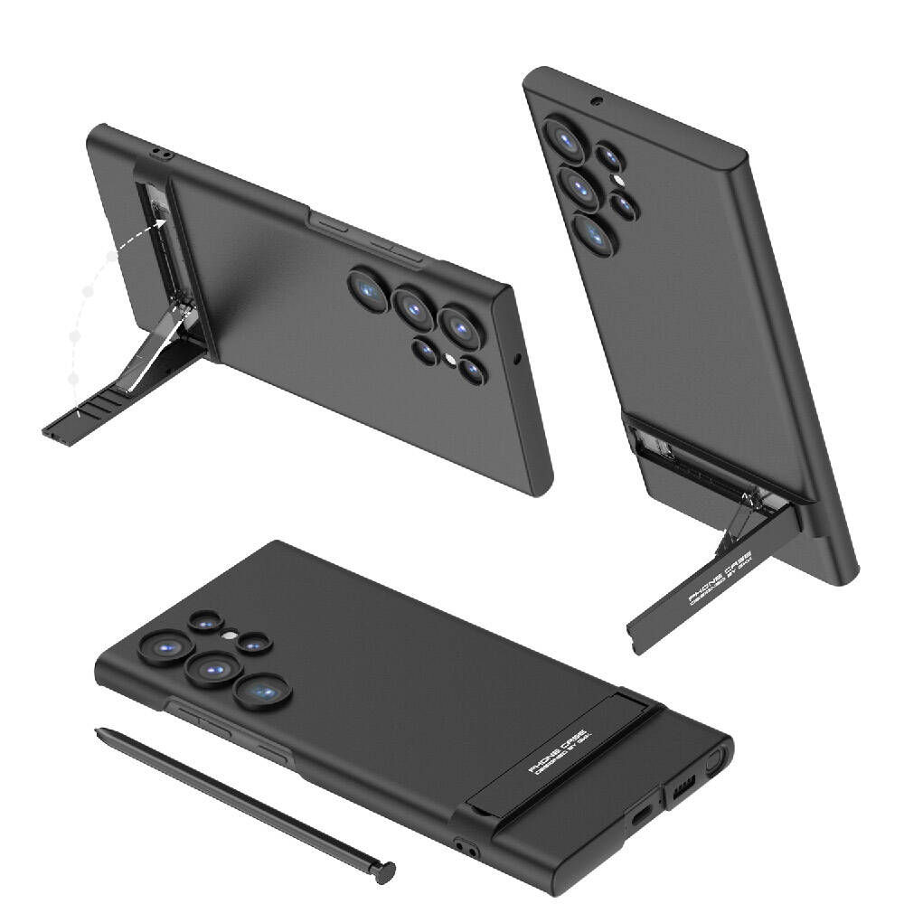 Galaxy S24 Ultra Kılıf Zore Kamera Korumalı Dikey Standlı Ays Kapak Siyah