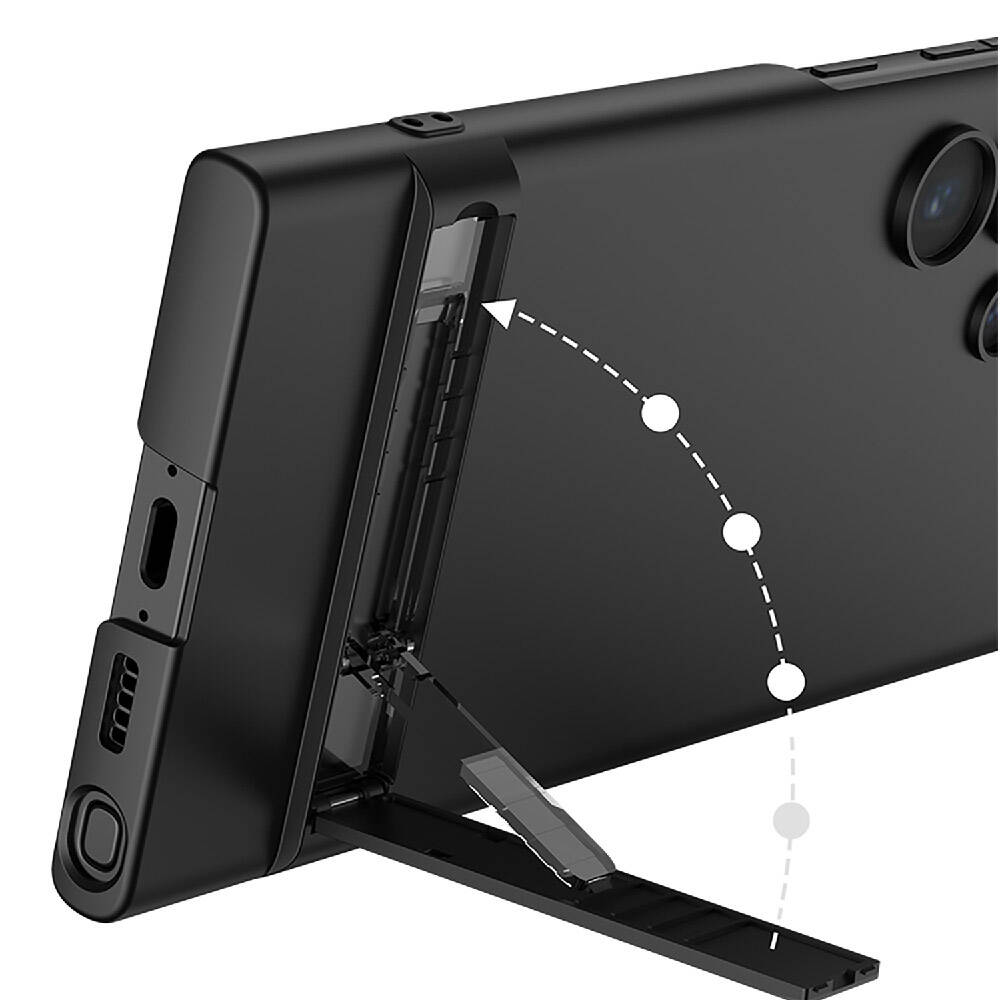 Galaxy S24 Ultra Kılıf Zore Kamera Korumalı Dikey Standlı Ays Kapak Mürdüm