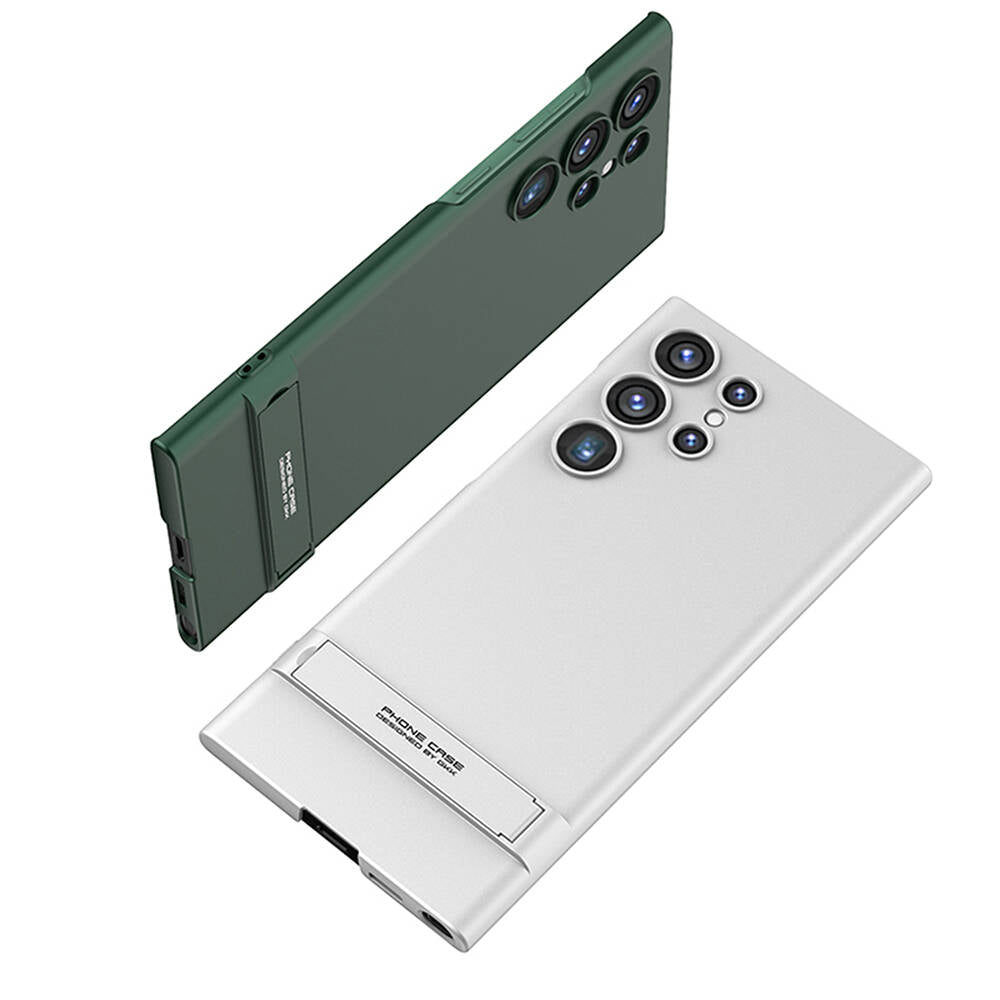 Galaxy S24 Ultra Kılıf Zore Kamera Korumalı Dikey Standlı Ays Kapak Gümüş