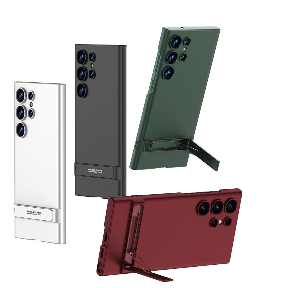 Galaxy S24 Ultra Kılıf Zore Kamera Korumalı Dikey Standlı Ays Kapak Mürdüm