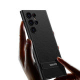 Galaxy S24 Ultra Kılıf Zore Kamera Korumalı Leather Dikey Standlı Ays Kapak Siyah