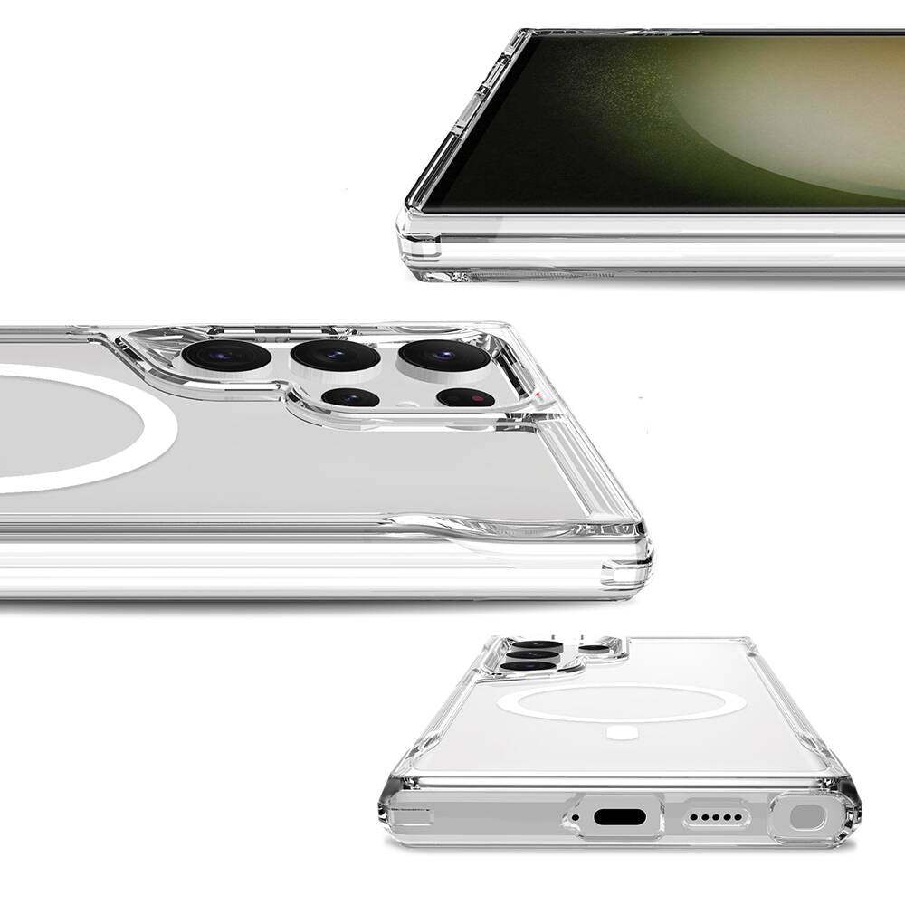 Galaxy S24 Ultra Kılıf Zore M-safe Şarj Özellikli T-Max M-safe Kapak Renksiz