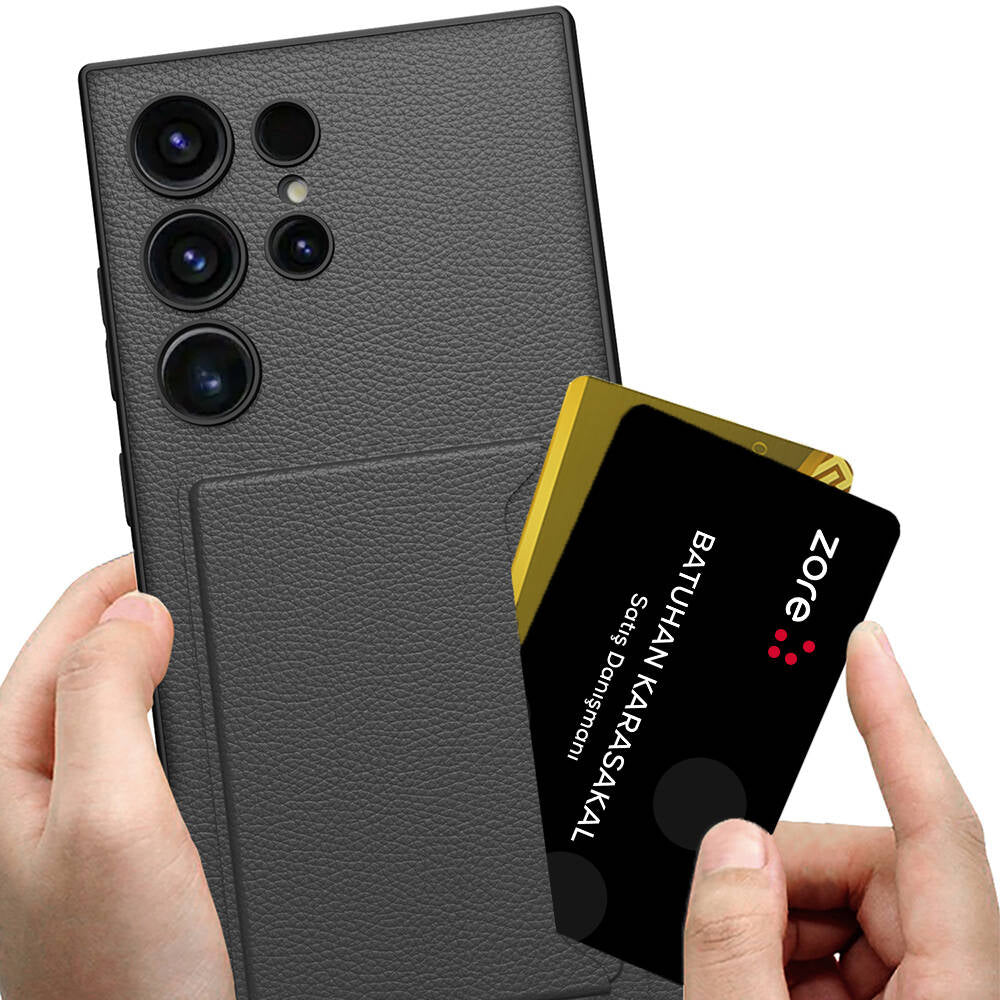 Galaxy S24 Ultra Suni Deri Arka Yüzey Zore Kartlıklı Kıpta Silikon Kapak Gümüş