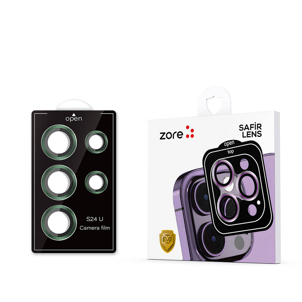 Galaxy S24 Ultra Zore Kamera Lens Koruyucu Cam Filmi Koyu Yeşil