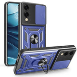 Galaxy S25 Edge Kılıf Magnetik Standlı Kamera Korumalı Zore Sürgülü Vega Kapak Mavi
