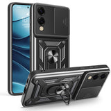 Galaxy S25 Edge Kılıf Magnetik Standlı Kamera Korumalı Zore Sürgülü Vega Kapak Siyah