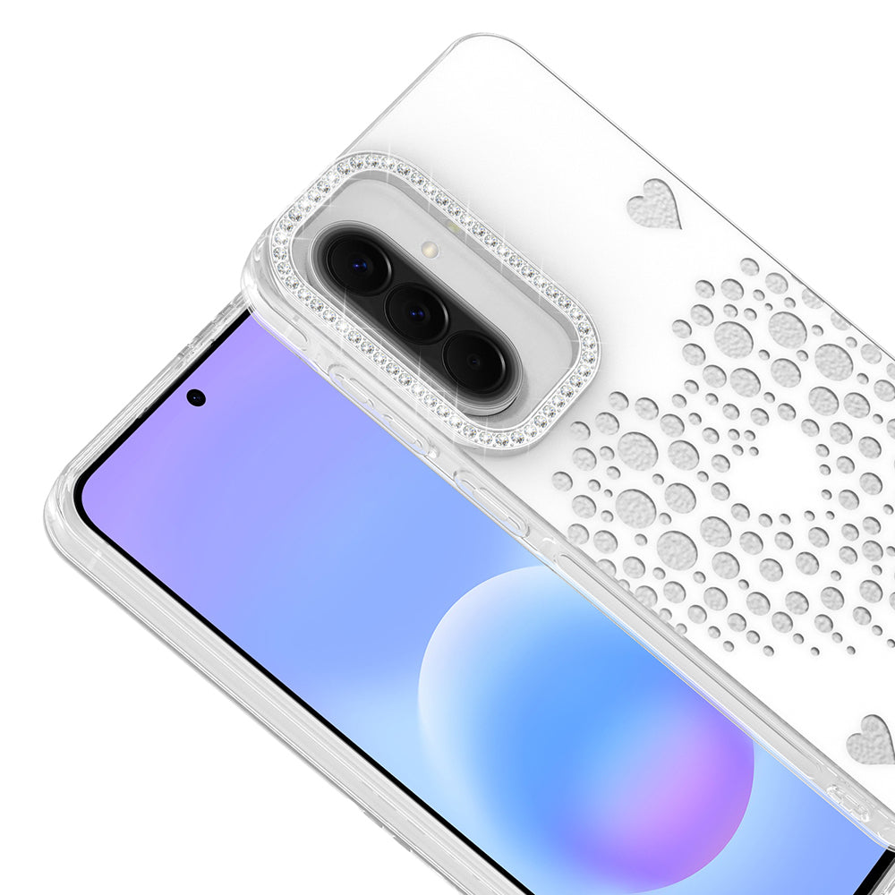 Galaxy S25 FE Kılıf Damla Taşlı Zore Rivas Sert PC Kapak Beyaz