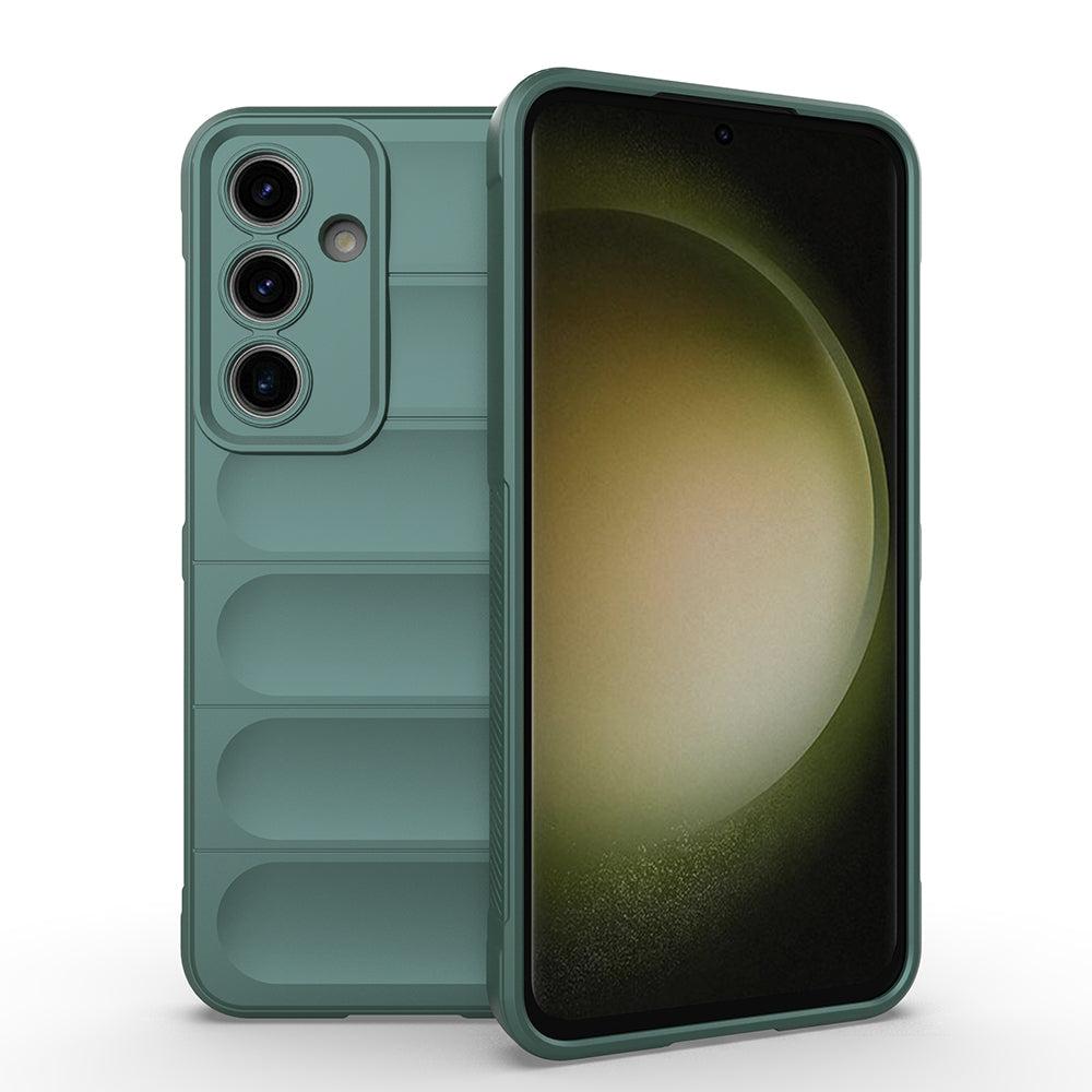 Galaxy S25 FE Kılıf Esnek TPU Oyuklu Arka Yüzey Tasarımlı Zore Etnik Silikon Kapak Koyu Yeşil