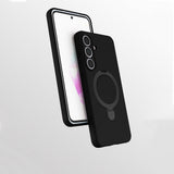 Galaxy S25 FE Kılıf M-safe Şarj Özellikli Standlı Zore Samara Kapak Siyah
