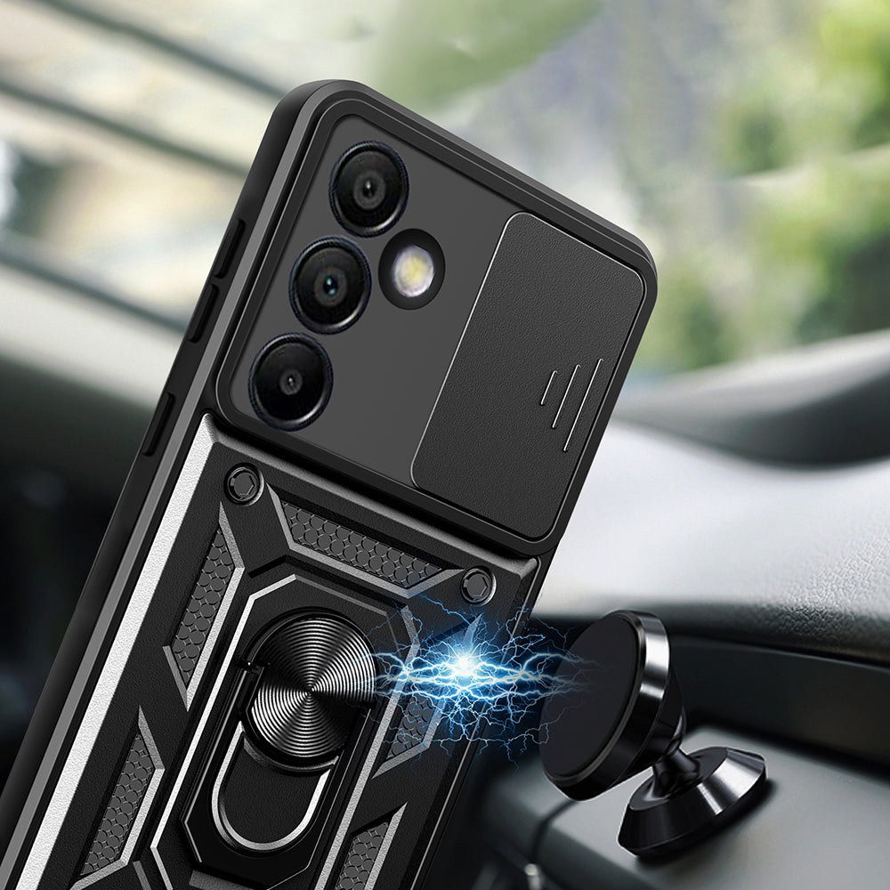 Galaxy S25 FE Kılıf Magnetik Standlı Kamera Korumalı Zore Sürgülü Vega Kapak Siyah