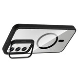 Galaxy S25 FE Kılıf Standlı ve Kamera Lens Hediyeli M-Safe Şarj Özellikli Zore Etro Kapak Siyah