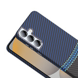 Galaxy S25 Kılıf M-safe Şarj Özellikli Karbon Fiber Görünümlü Zore Gros Kapak Lacivert