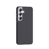 Galaxy S25 Kılıf M-safe Şarj Özellikli Karbon Fiber Görünümlü Zore Gros Kapak Gri-Siyah