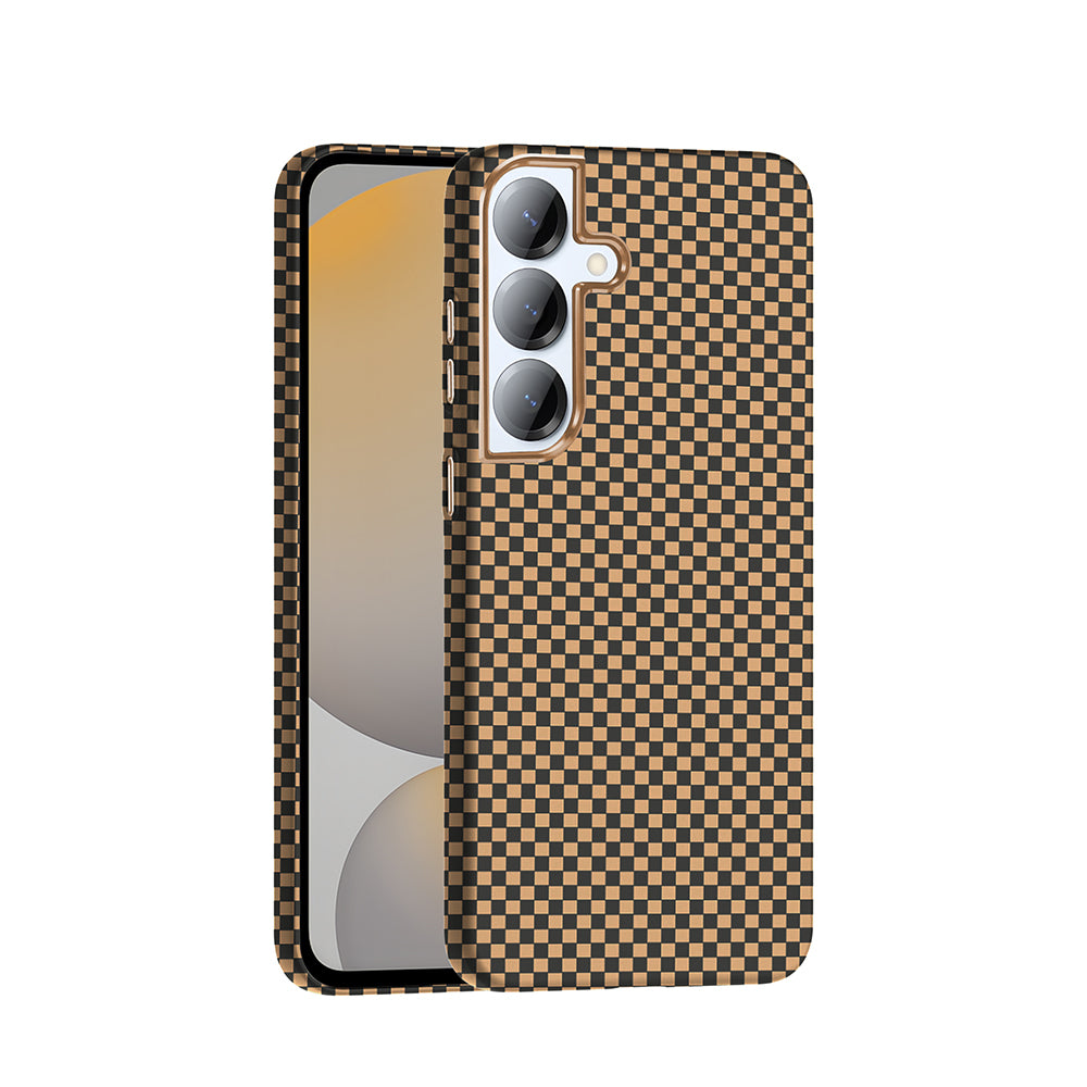 Galaxy S25 Kılıf M-safe Şarj Özellikli Karbon Fiber Görünümlü Zore Gros Kapak Desert Titanyum