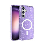 Galaxy S25 Kılıf M-safe Şarj Özellikli Parlayan Simli Saydam Renkli Zore Allstar Kapak Mor