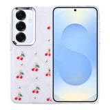 Galaxy S25 Plus Kılıf Airbag Tasarımlı Simli Şeffaf Zore Kutup Kapak Kiraz