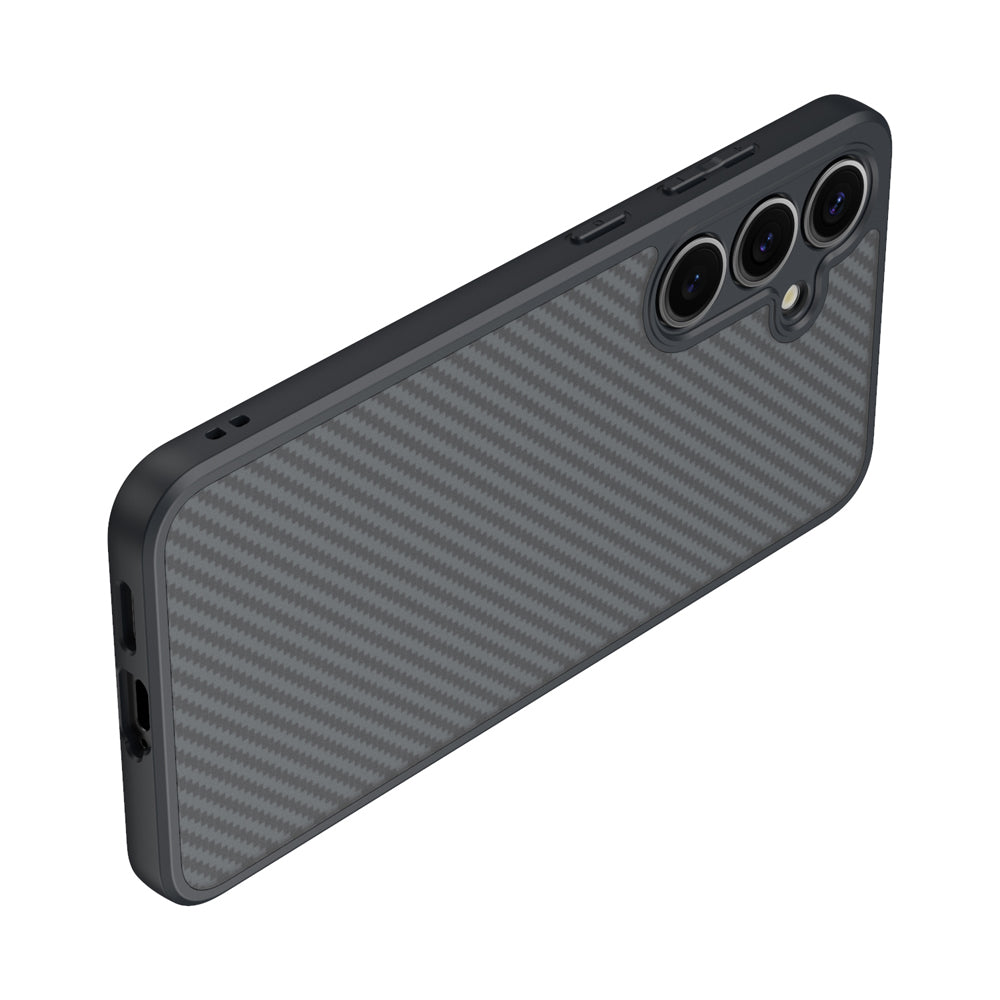 Galaxy S25 Plus Kılıf M-safe Şarj Özellikli Karbon Fiber Tasarımlı Zore Elnino Kapak Siyah