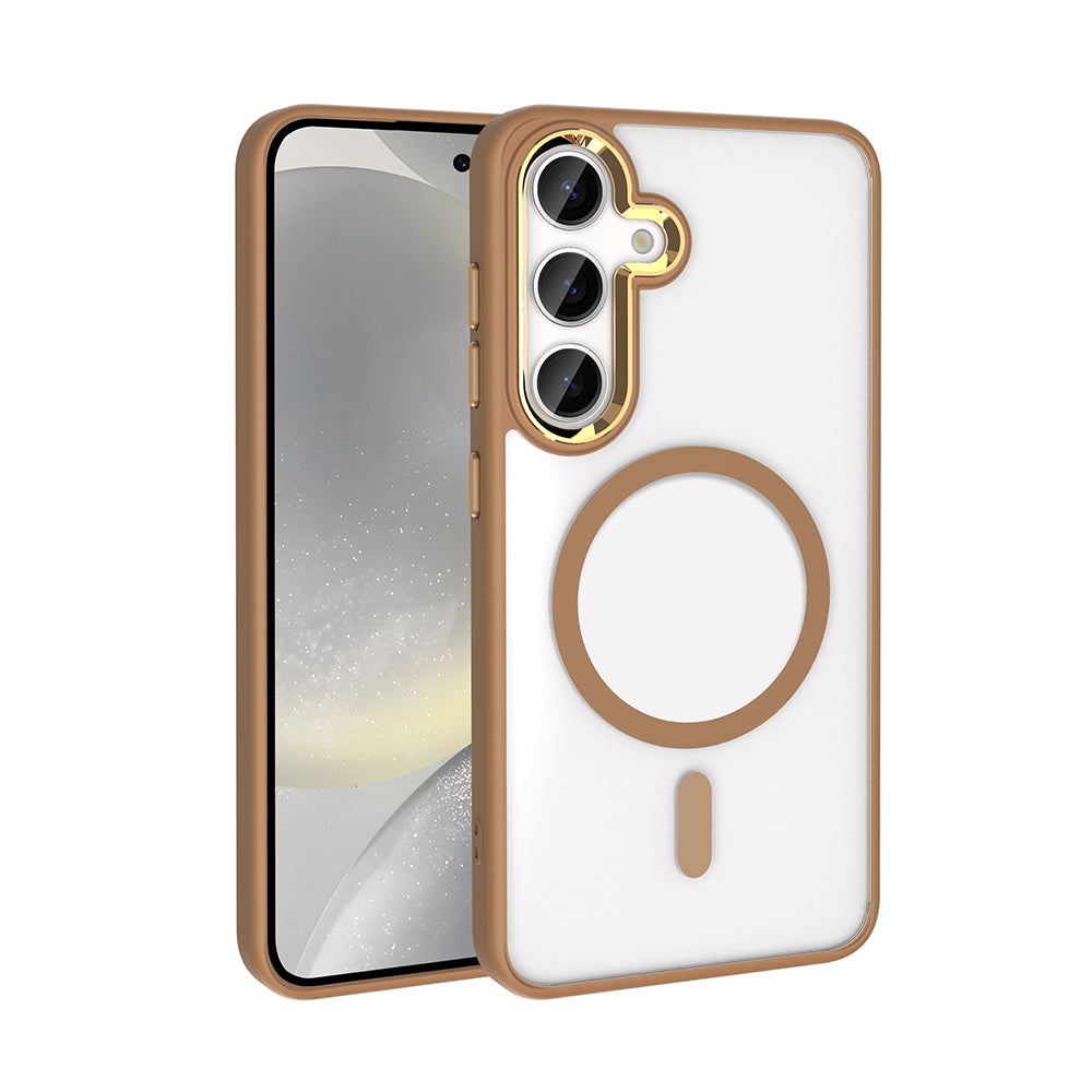 Galaxy S25 Plus Kılıf M-safe Şarj Özellikli Zore Krom M-safe Silikon Kapak Gri