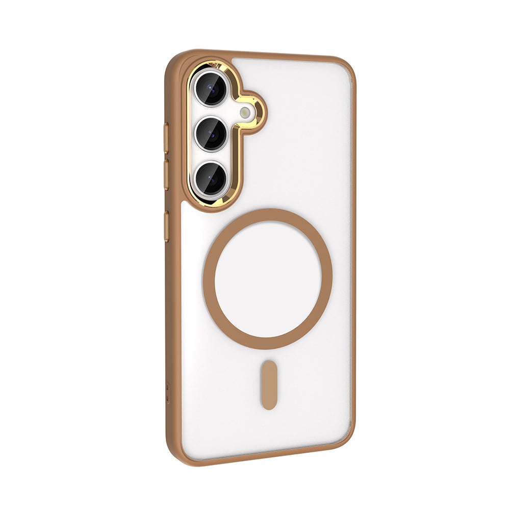 Galaxy S25 Plus Kılıf M-safe Şarj Özellikli Zore Krom M-safe Silikon Kapak Gri