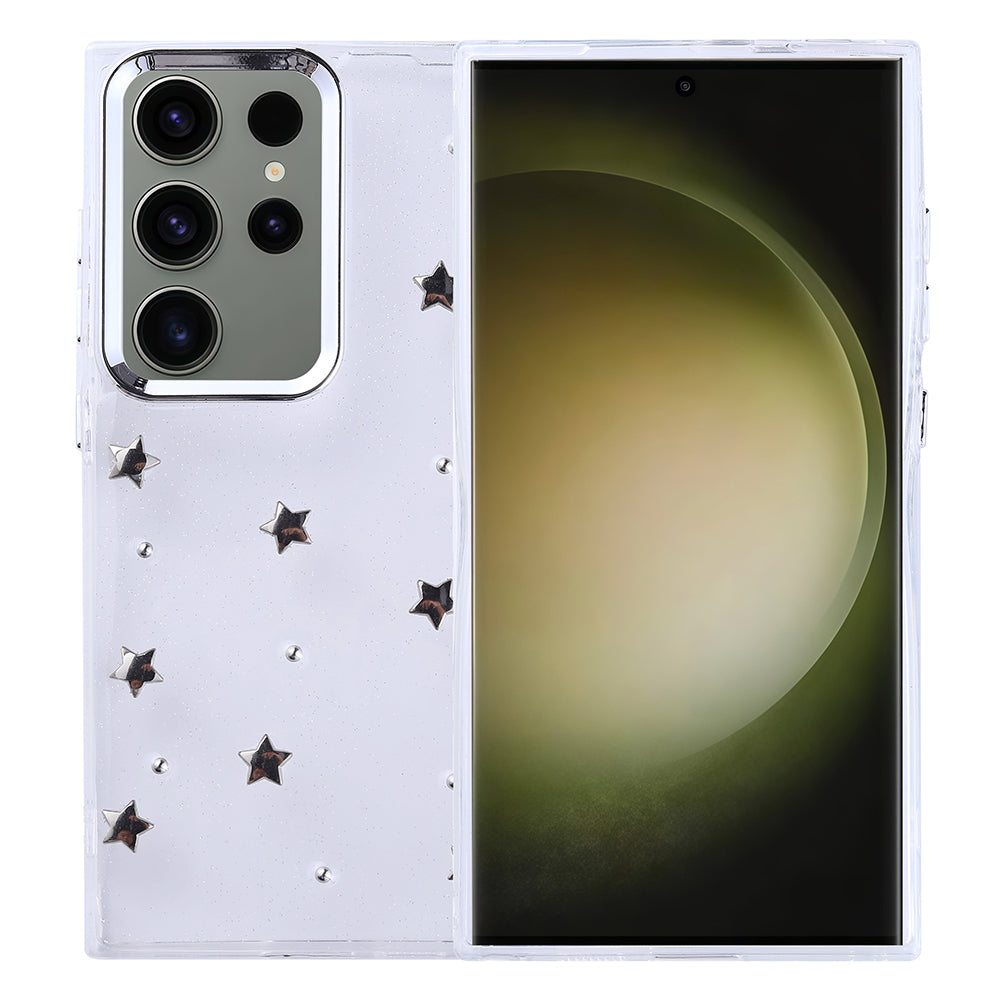 Galaxy S25 Ultra Kılıf Airbag Tasarımlı Simli Şeffaf Zore Kutup Kapak Kiraz