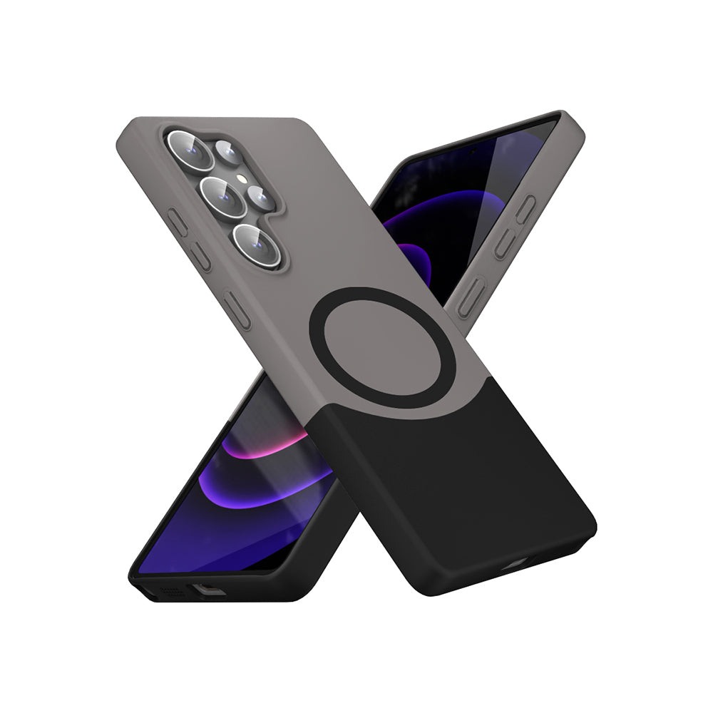 Galaxy S25 Ultra Kılıf M-Safe Şarj Özellikli Mıknatıslı Zore Duble Kapak Gri