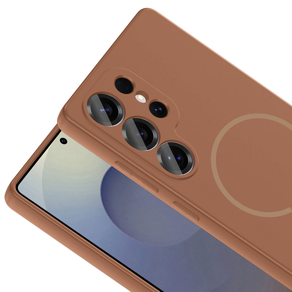 Galaxy S25 Ultra Kılıf M-safe Şarj Özellikli Zore Meta Kapak Titanyum-Gri