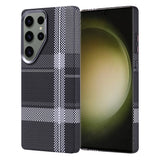 Galaxy S25 Ultra Kılıf M-safe Şarj Özellikli Karbon Fiber Görünümlü Zore Nekst Kapak Gri-Siyah
