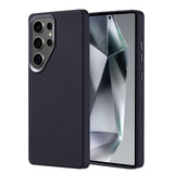 Galaxy S25 Ultra Kılıf M-safe Şarj Özellikli Karbon Fiber Görünümlü Zore Troy Kapak Siyah