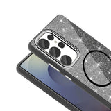 Galaxy S25 Ultra Kılıf M-safe Şarj Özellikli Parlayan Simli Zore Okso Kapak Beyaz