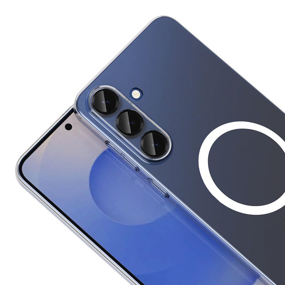 Galaxy S26 FE Kamera Korumalı M-Safe Şarj Özellikli Şeffaf Zore London Sert PC Kapak Şeffaf