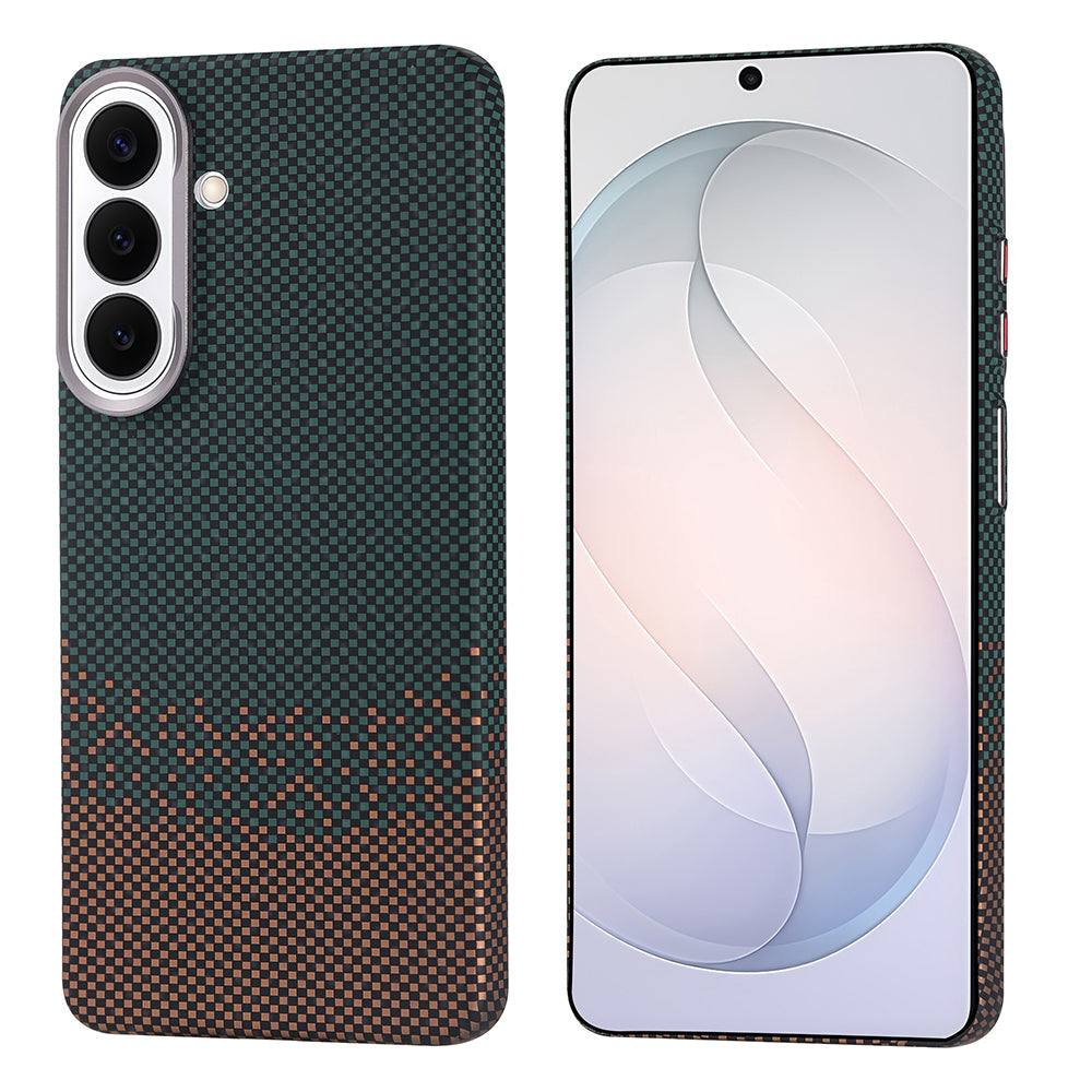 Galaxy S26 Kılıf M-safe Şarj Özellikli Karbon Fiber Görünümlü Zore Nekst Kapak Yeşil