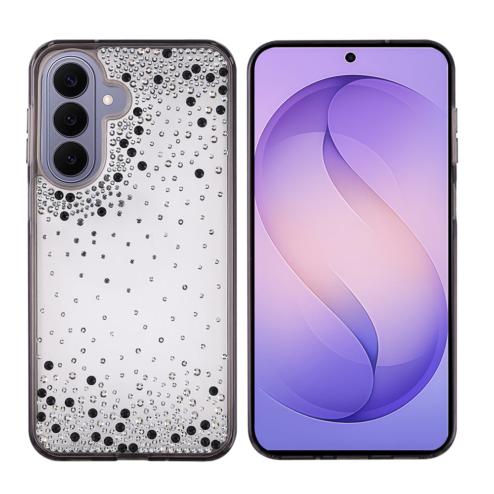 Galaxy S26 Plus Kılıf Airbag Tasarımlı Damla Taşlı Şeffaf Zore Pera Silikon Kapak Siyah