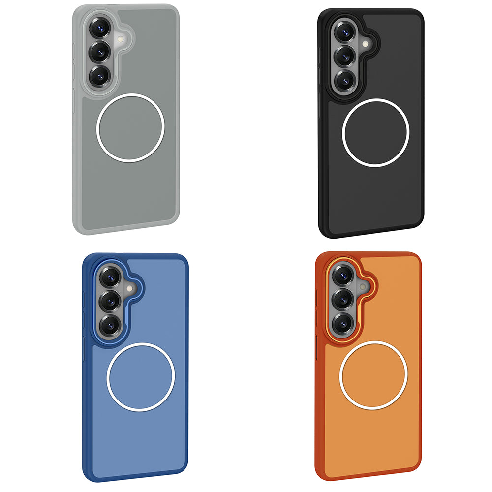 Galaxy S26 Plus Kılıf M-Safe Şarj Özellikli Metal Kamera Çerçeveli Sanremo Silikon Kapak Lacivert