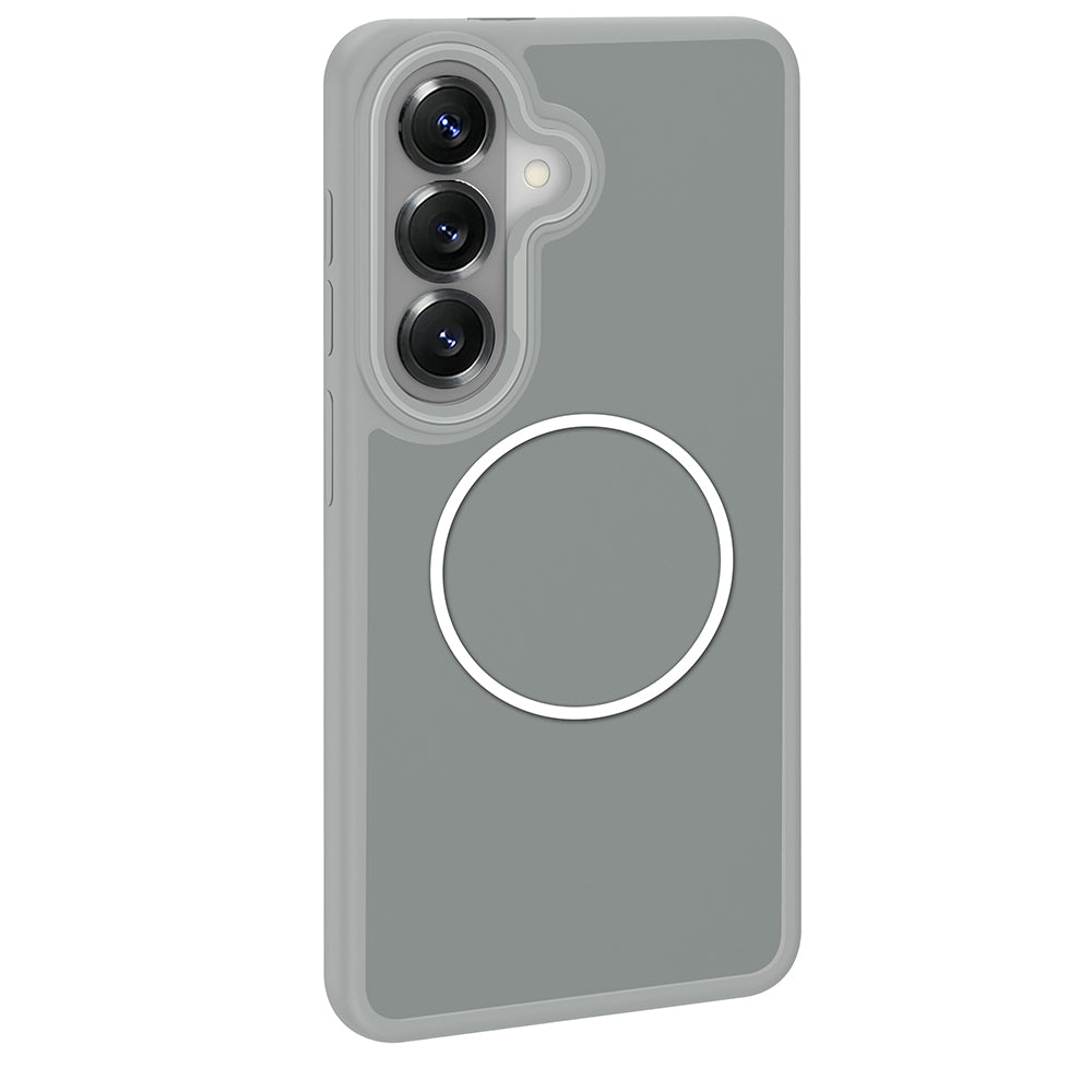 Galaxy S26 Plus Kılıf M-Safe Şarj Özellikli Metal Kamera Çerçeveli Sanremo Silikon Kapak Gri