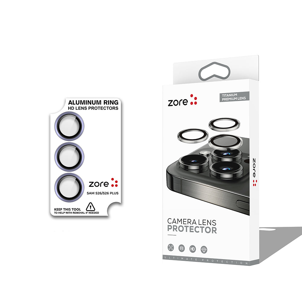 Samsung Galaxy S26 Plus CL-12 Premium Safir Parmak İzi Bırakmayan Anti-Reflective Kamera Lens Koruyucu Mor