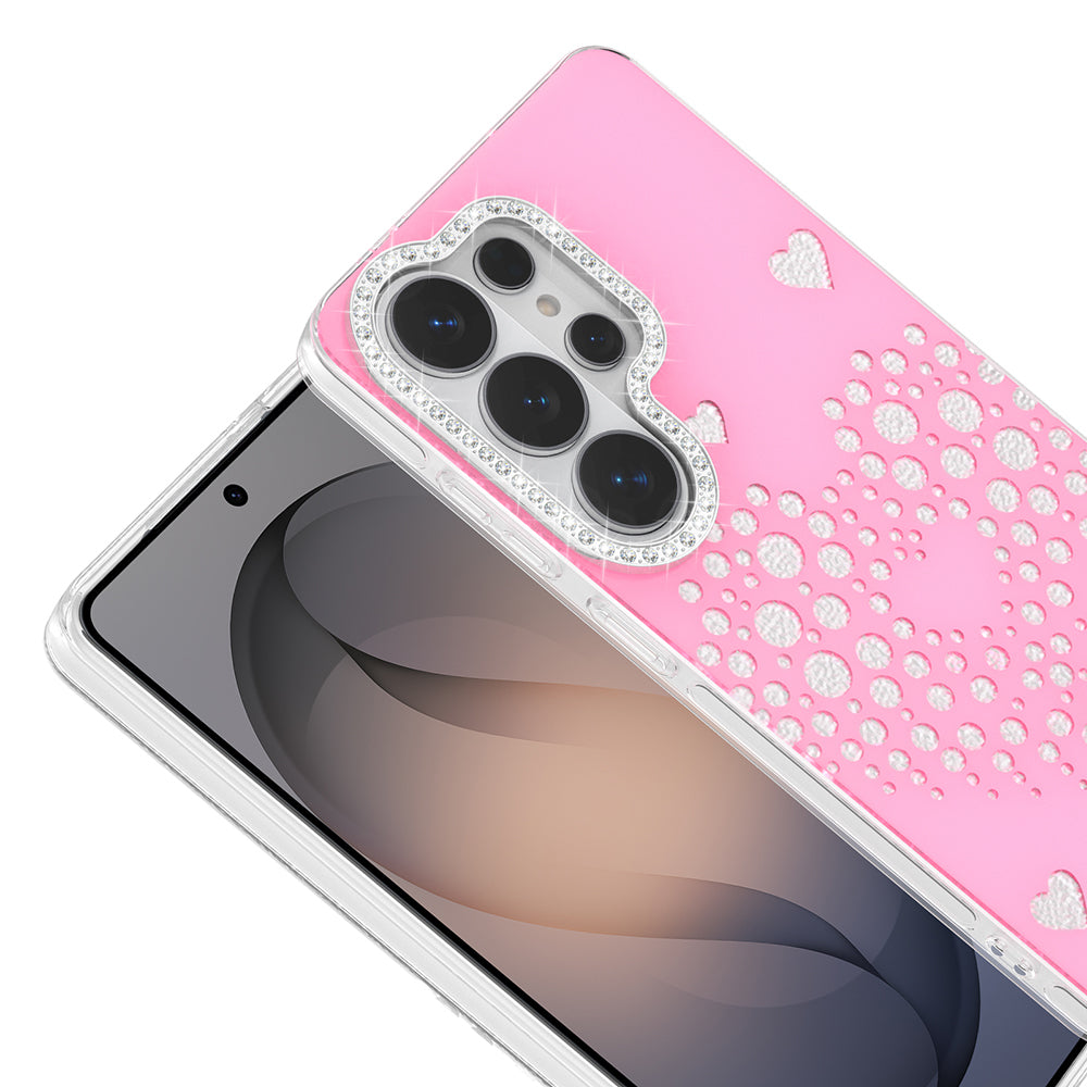 Galaxy S26 Ultra Kılıf Damla Taşlı Zore Rivas Sert PC Kapak Pembe