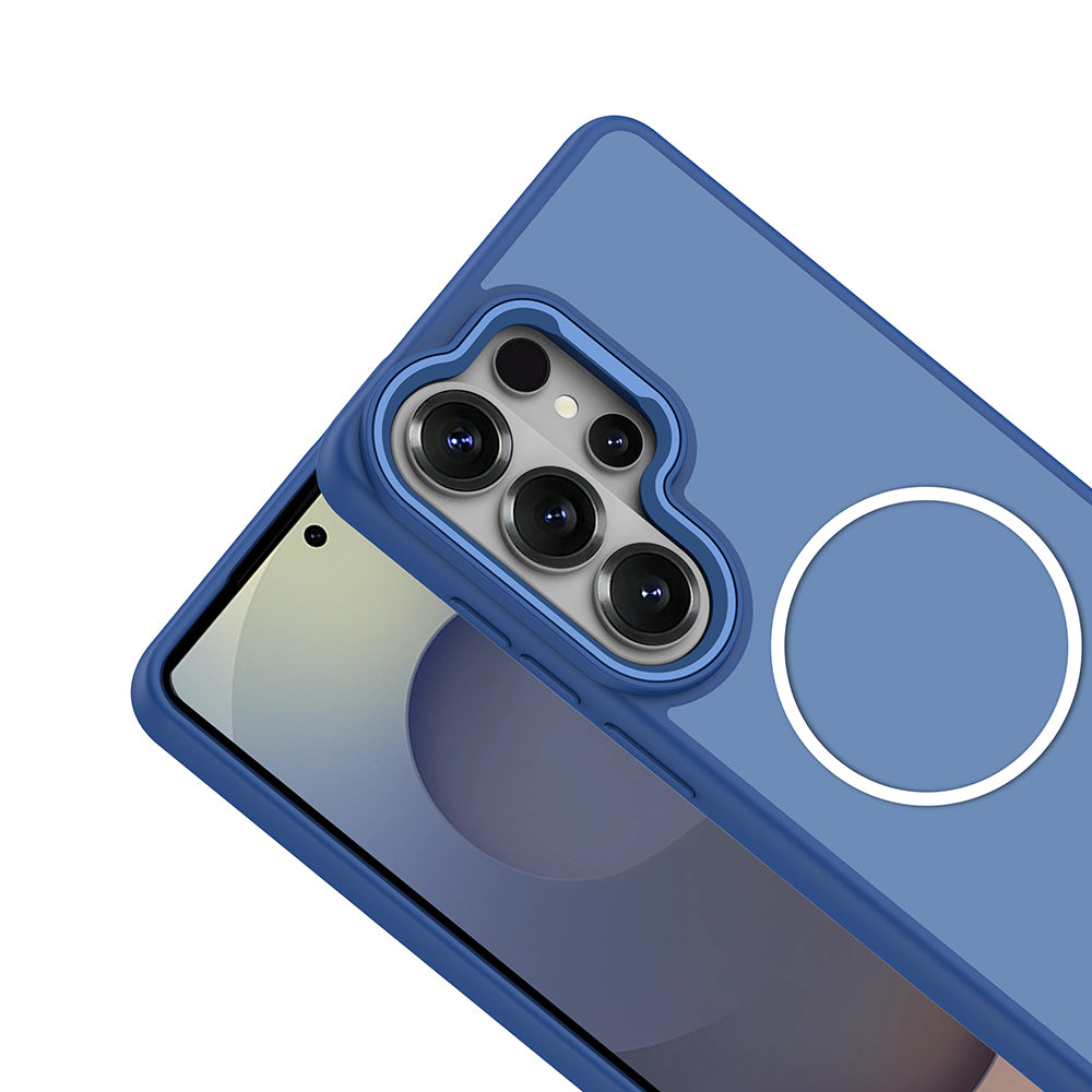 Galaxy S26 Ultra Kılıf M-Safe Şarj Özellikli Metal Kamera Çerçeveli Sanremo Silikon Kapak Turuncu