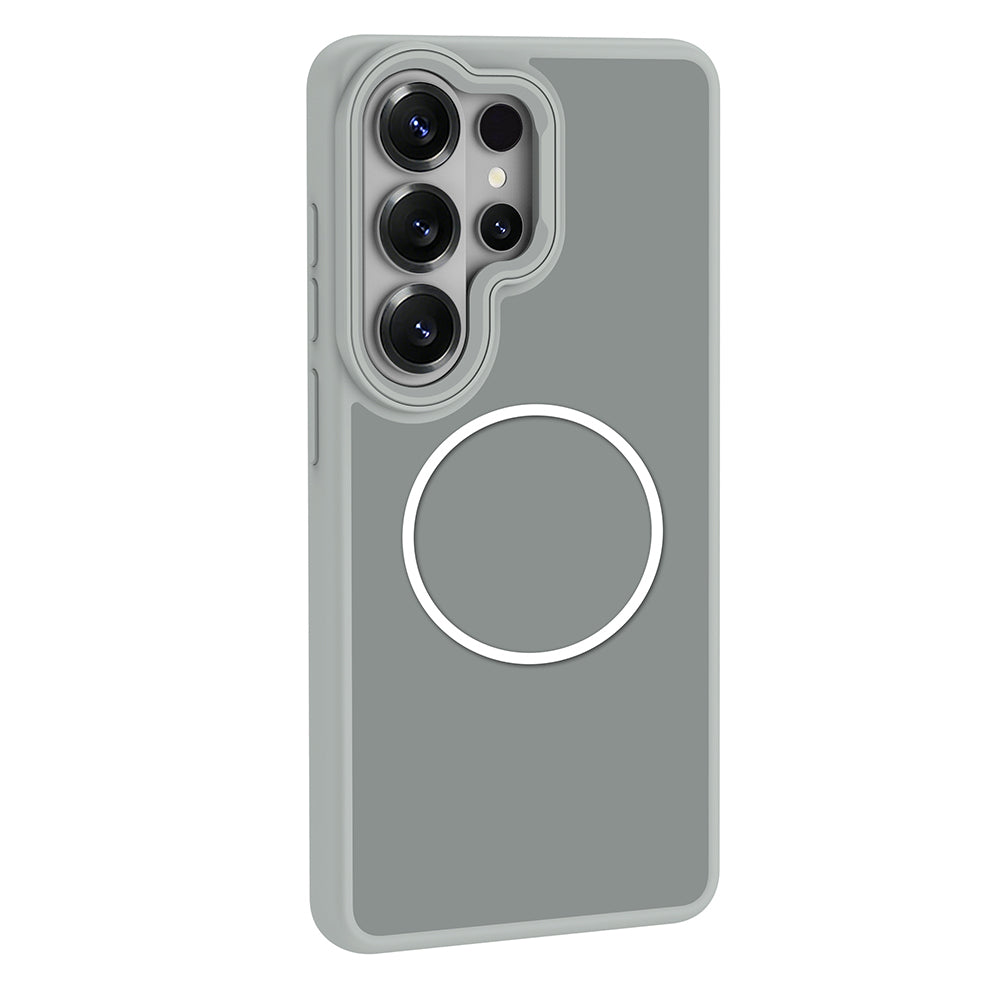 Galaxy S26 Ultra Kılıf M-Safe Şarj Özellikli Metal Kamera Çerçeveli Sanremo Silikon Kapak Turuncu