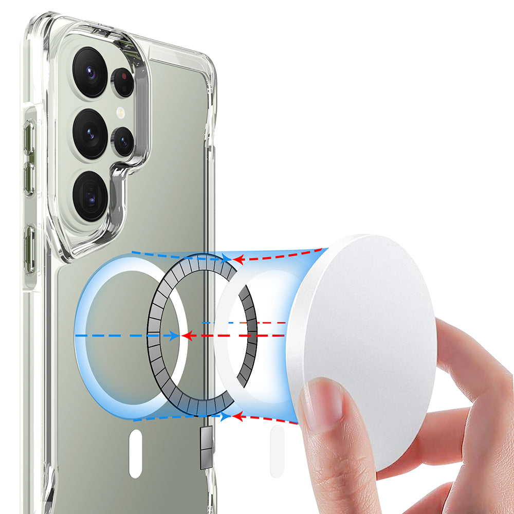 Galaxy S26 Ultra Kılıf Zore M-safe Şarj Özellikli T-Max M-safe Kapak Şeffaf