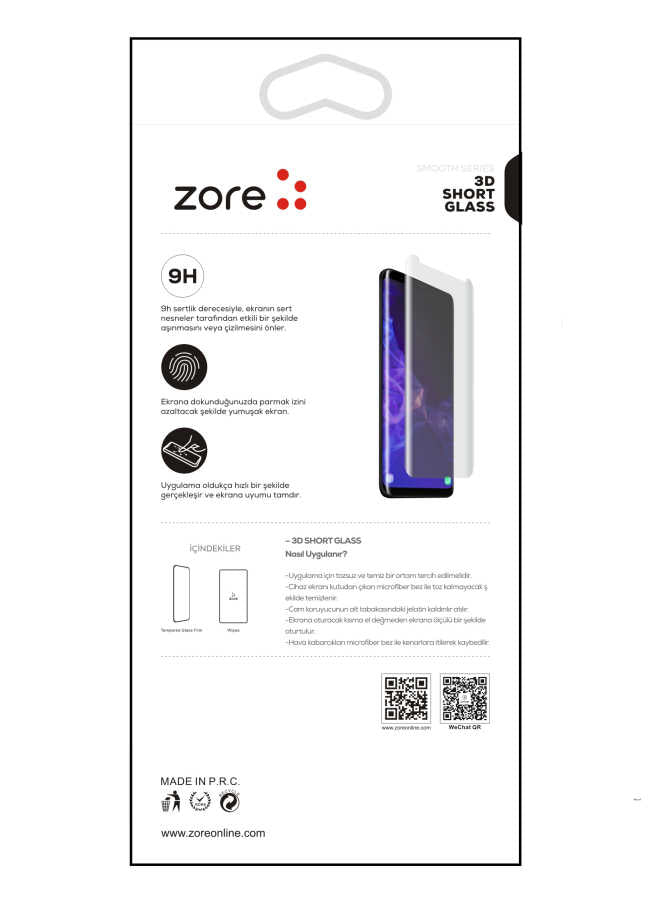 Galaxy S9 Zore 3D Short Glass Ekran Koruyucu Siyah