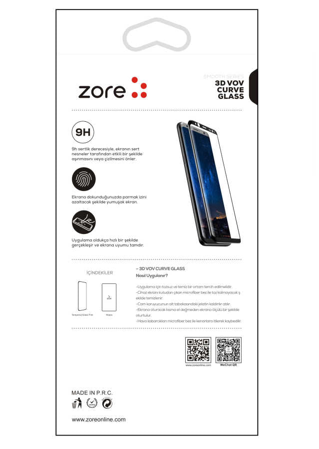 Galaxy S9 Plus Zore 3D Vov Curve Glass Ekran Koruyucu Siyah