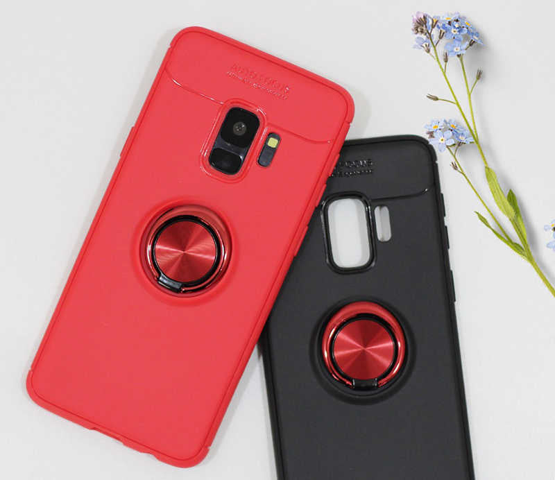 Galaxy S9 Kılıf Zore Ravel Silikon Kapak Siyah-Kırmızı
