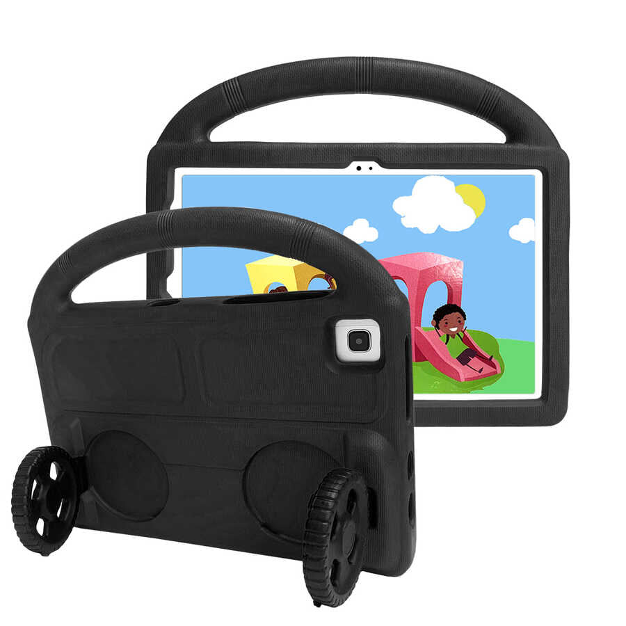 Galaxy T720 Tab S5E Zore Wheel Car Tekerlek Standlı Tablet Eva Silikon Kılıf Kırmızı