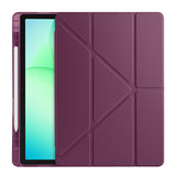 Samsung Galaxy Tab A11 Kılıf Tri Folding Kalem Bölmeli Standlı Kılıf Mor