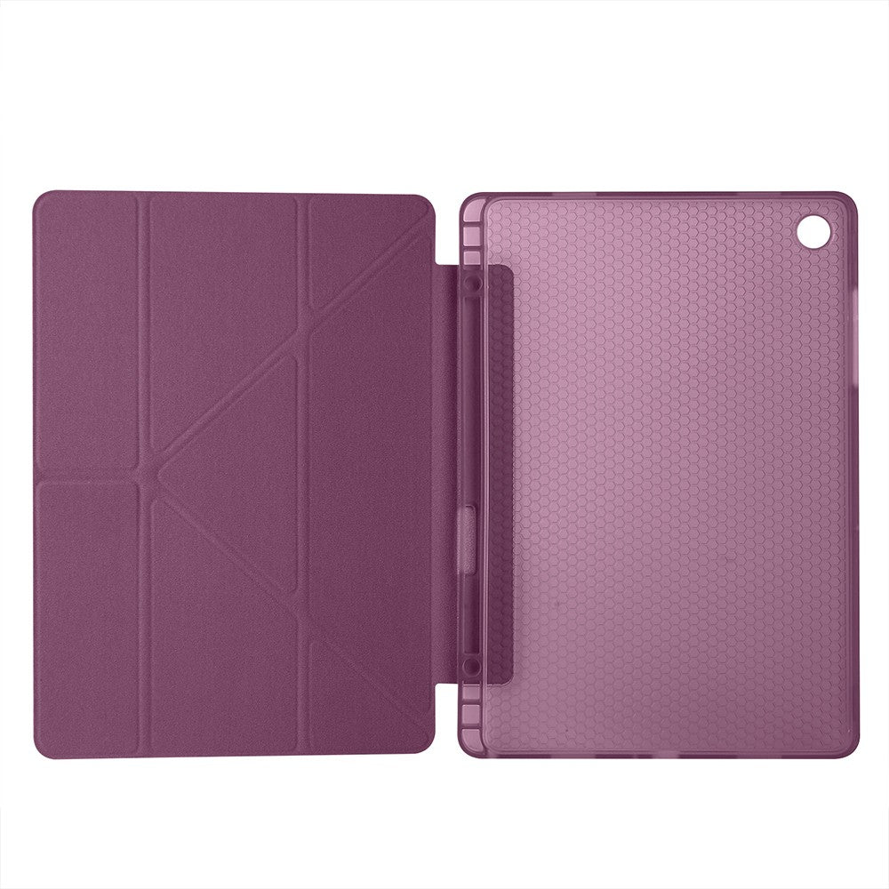 Samsung Galaxy Tab A11 Kılıf Tri Folding Kalem Bölmeli Standlı Kılıf Lacivert