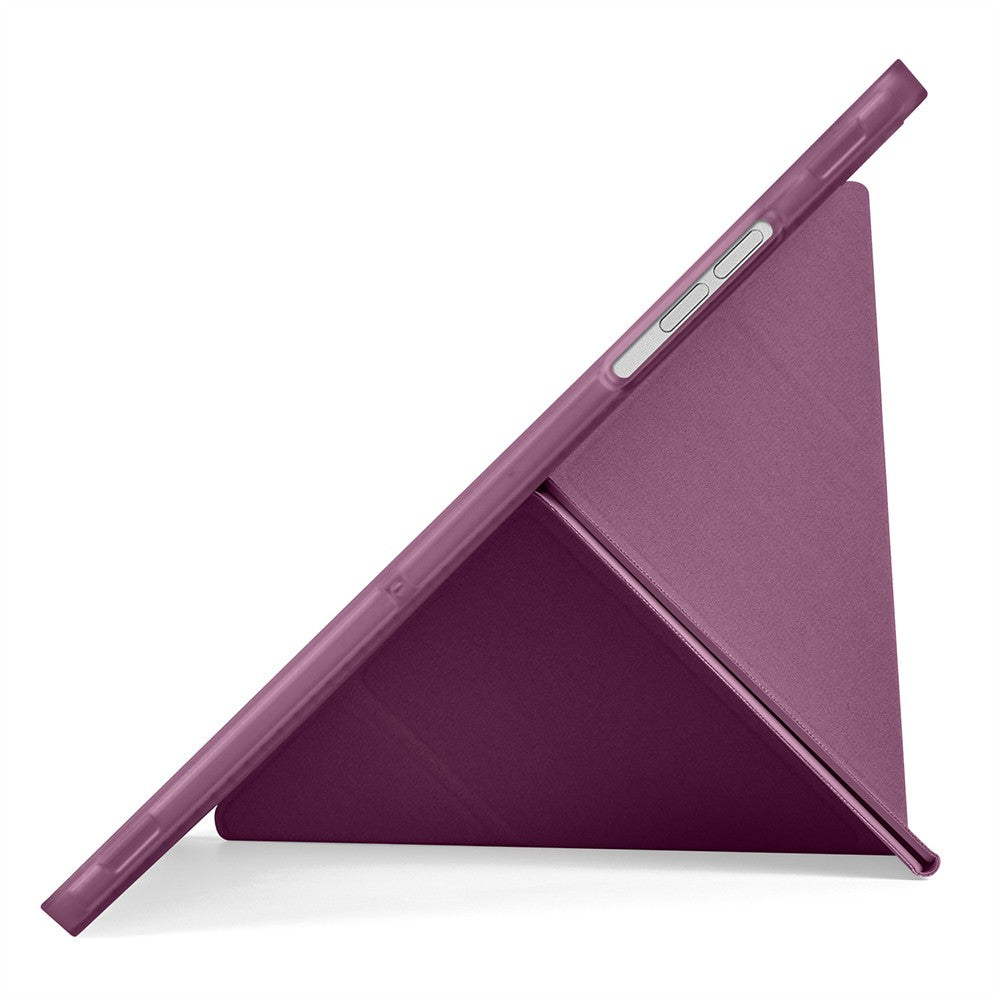 Samsung Galaxy Tab A11 Kılıf Tri Folding Kalem Bölmeli Standlı Kılıf Koyu Mor