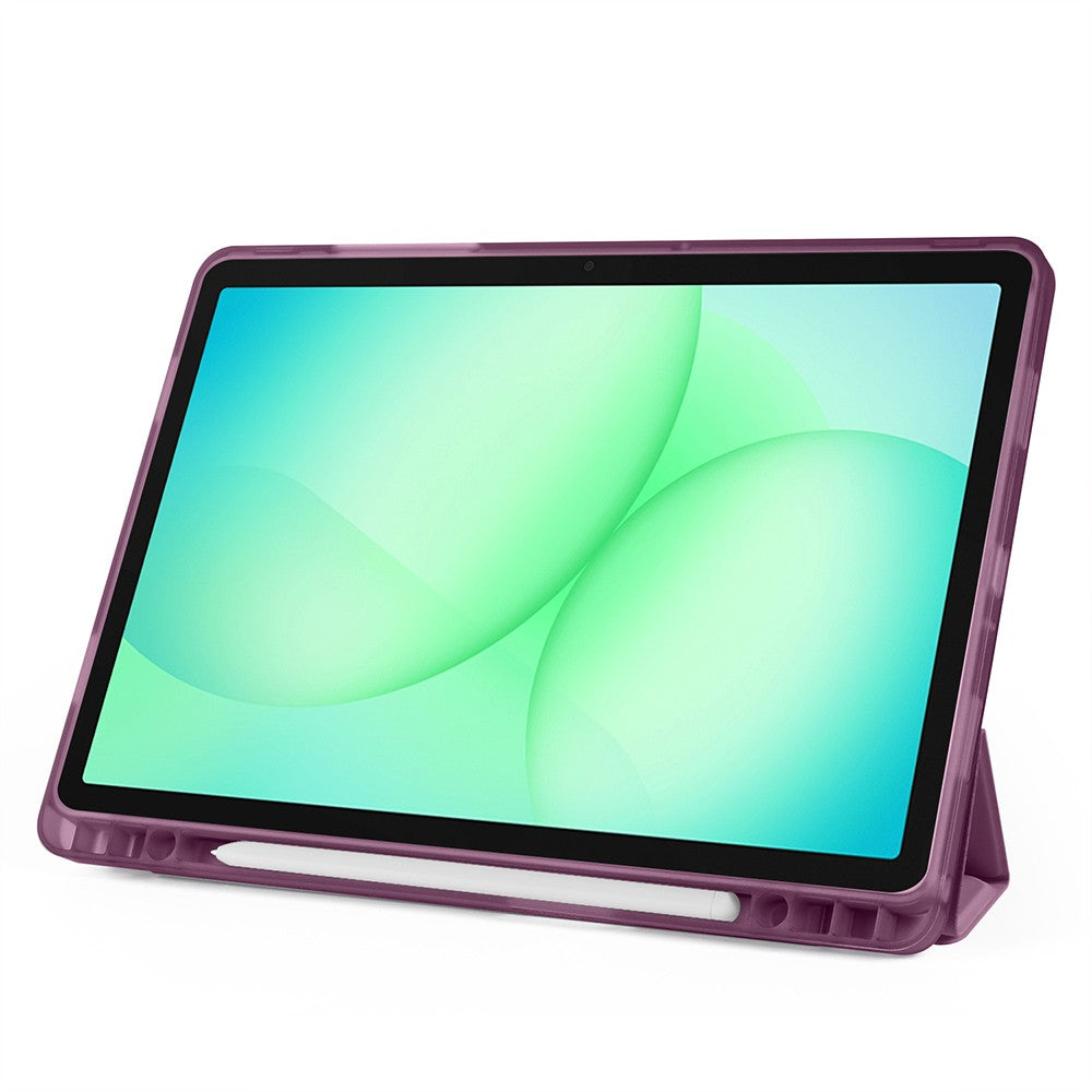 Samsung Galaxy Tab A11 Kılıf Tri Folding Kalem Bölmeli Standlı Kılıf Rose Gold