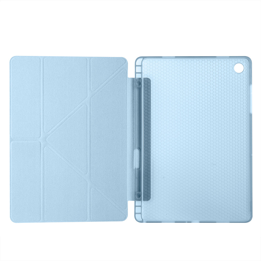 Galaxy Tab A11 Plus Kılıf Zore Tri Folding Kalem Bölmeli Standlı Kılıf Rose Gold